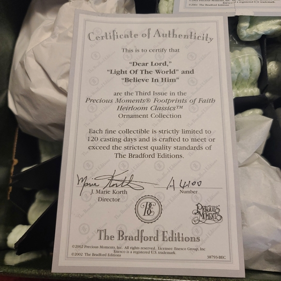 15 Bradford Editions Precious Moments Footprints of Faith Heriloom ornaments - Picture 5 of 9